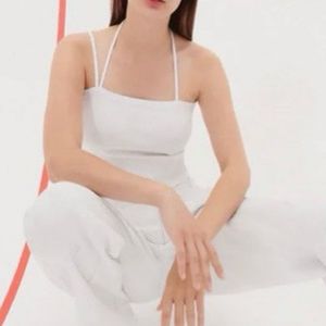 Zara asymmetric strap white crop top